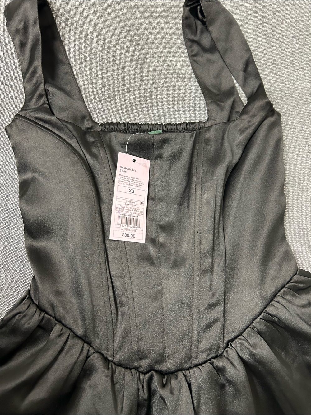 a new day Black Satin Corset-Style Chemise Dress - Picture 2 of 4